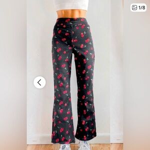 We the free cherry print cropped slim black pants size L